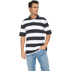 Men's Striped Polo Shirt, 100% Cotton