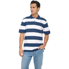 Men's Striped Polo Shirt, 100% Cotton