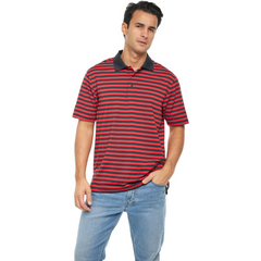 BAAZ Men's Golf Polo Shirt • Anti-Odor Tech • UV Sun Protection UPF 50+ • Striped Performance Shirt