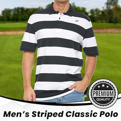 Men's Striped Polo Shirt, 100% Cotton