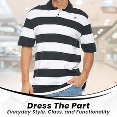 Men's Striped Polo Shirt, 100% Cotton