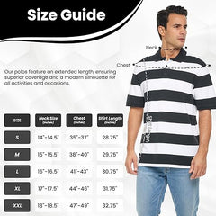 Men's Striped Polo Shirt, 100% Cotton